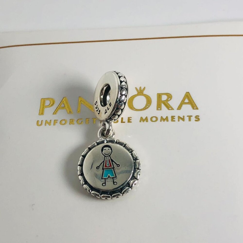 🌞📖 Pandora Dad Stick Figure Charm S925 Silver with box